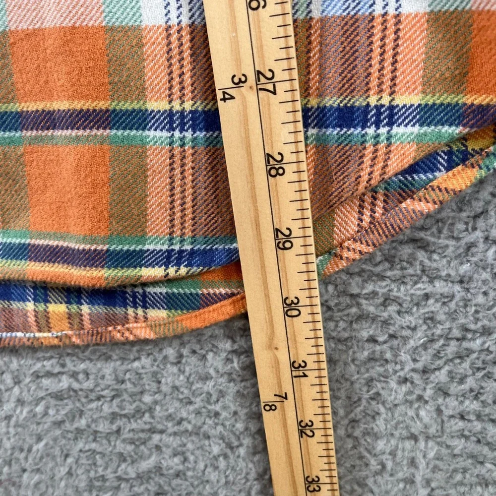 Polo Ralph Lauren Mens Medium Classic Fit Orange Plaid Flannel Button Down Shirt